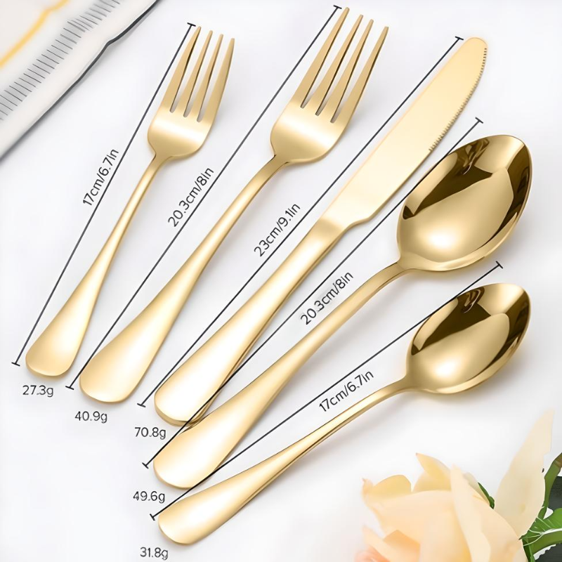 Juego De Cubiertos Acero Inoxidable Dorado Topon 40 Piezas