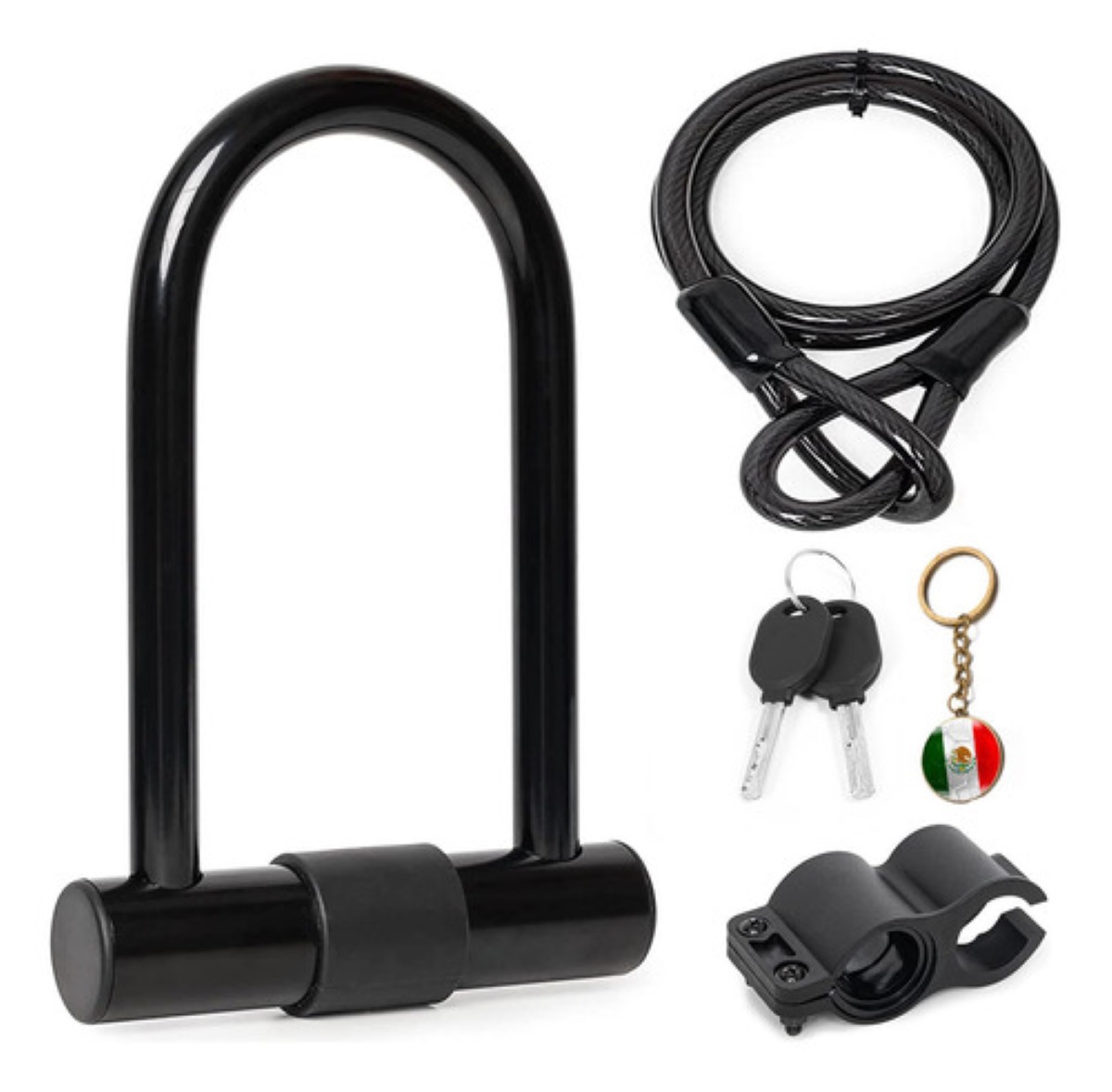 Candado Rigido Tipo U Para Bicicleta Motocicleta+1.2 M Cable Negro