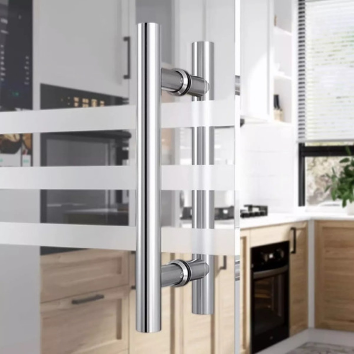 Jaladera Acero Inoxidable Tipo H Puerta Cristal,60cm Plata 