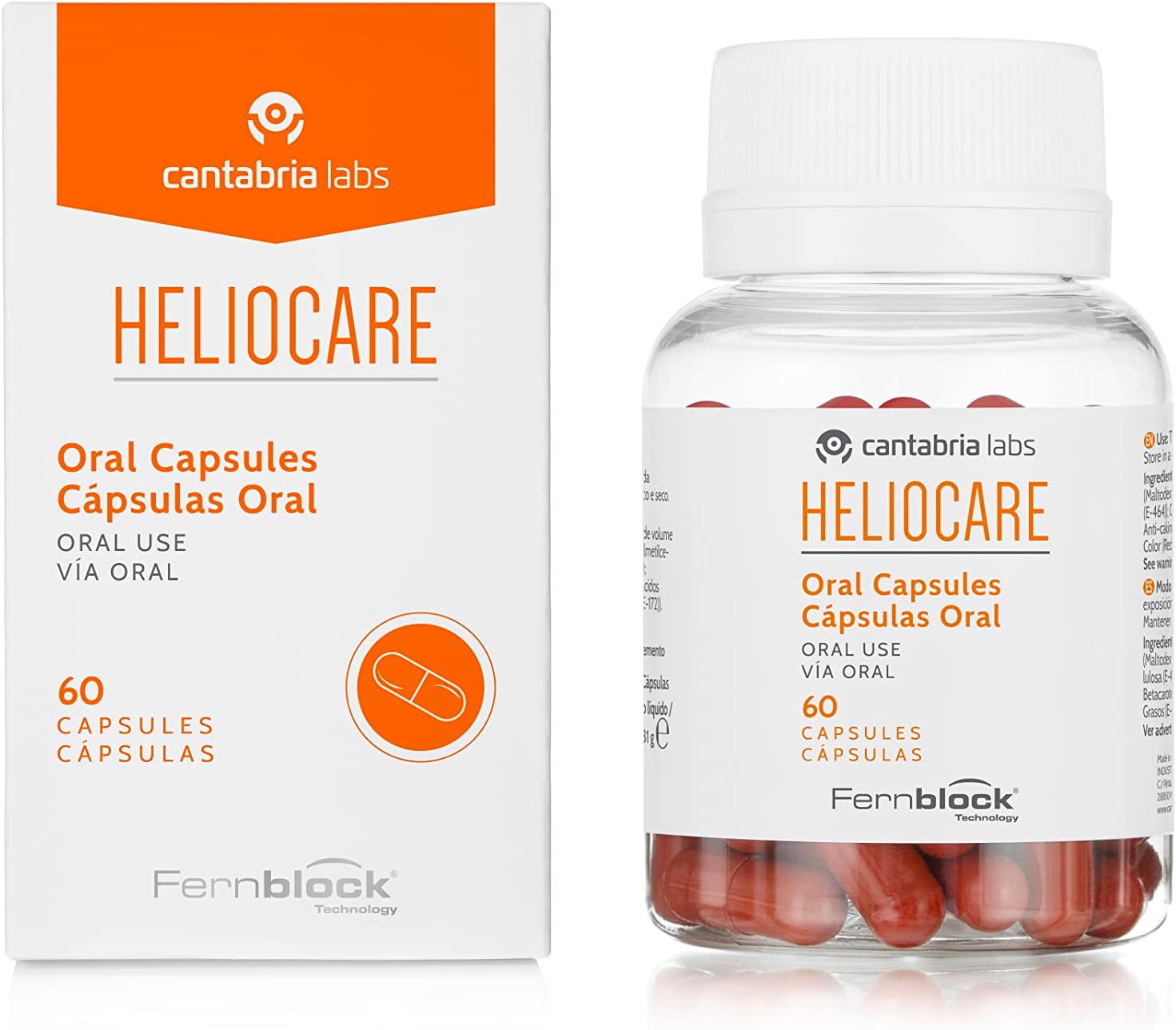 Heliocare - Protector Solar Oral neutraliza rayos UV y efecto antioxidante - 60 caps