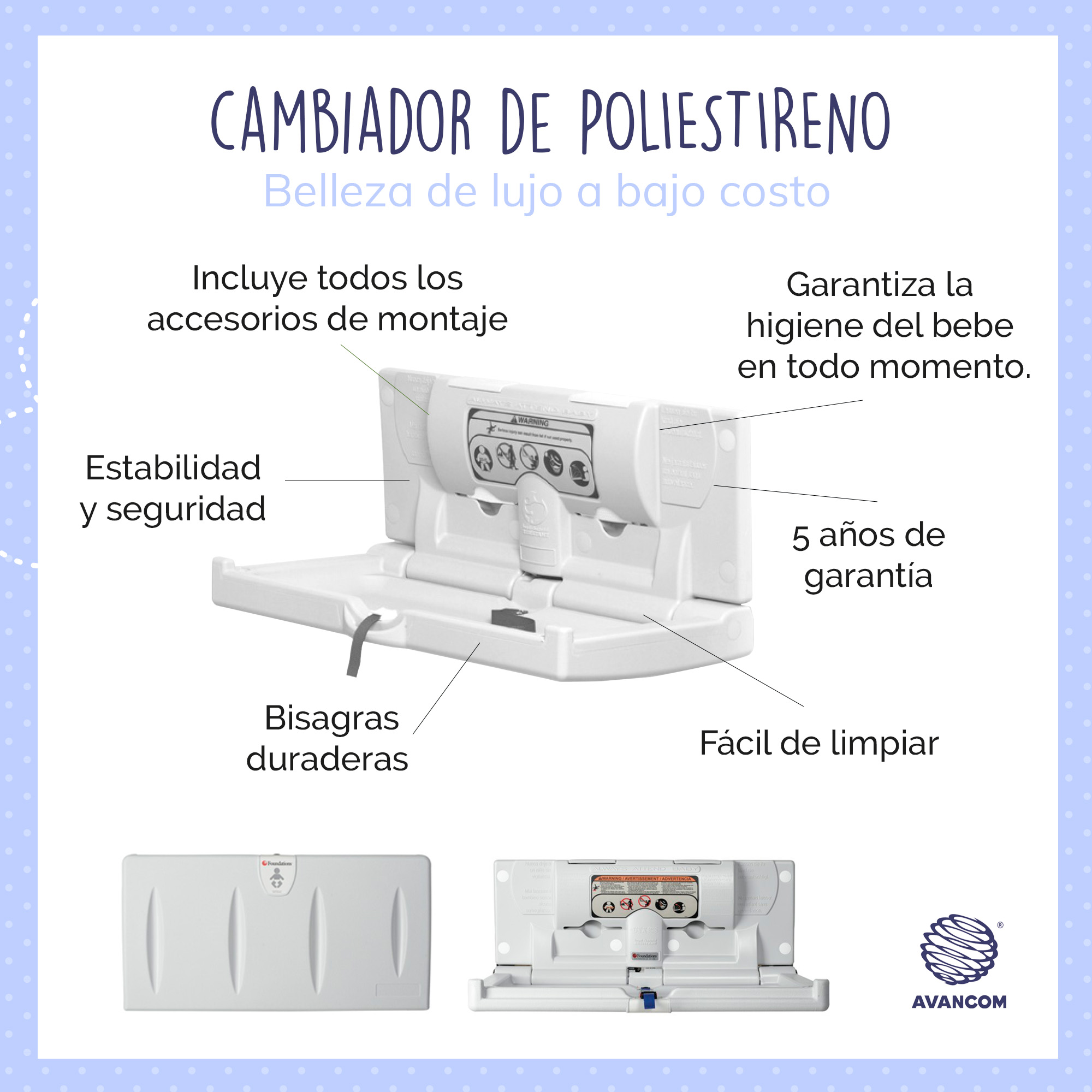 Cambiador De Pañales Bebe Plegable Horizontal Y Rigido Para Pared