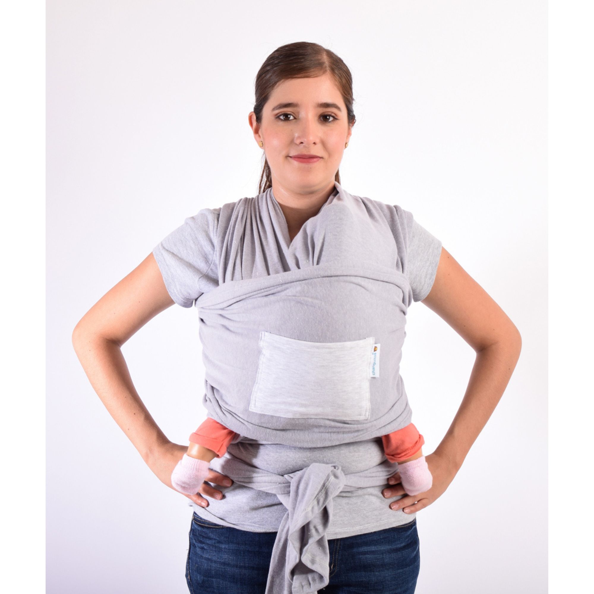 Rebozo Fular Semielástico Changuitos Portabebé 10 Colores Color Gris Claro