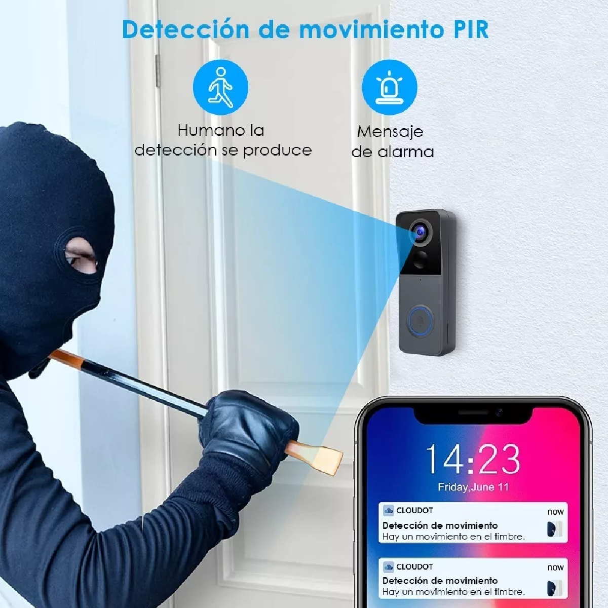 Timbre Con Cámara Inalámbrica 1080p Hd Con Visión Nocturna