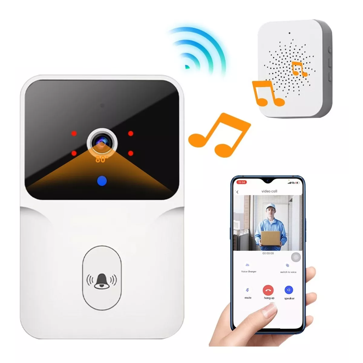 Timbre De Video Inteligente Wifi Inalámbrica Audio Cámara