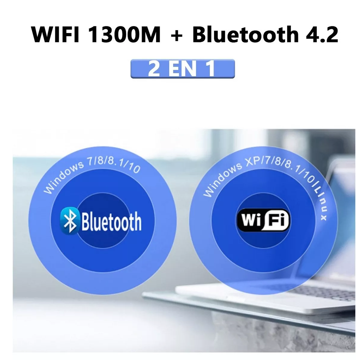 Antena Adaptador Wifi 1300 Mbps De Banda Dual Bluetooth Usb