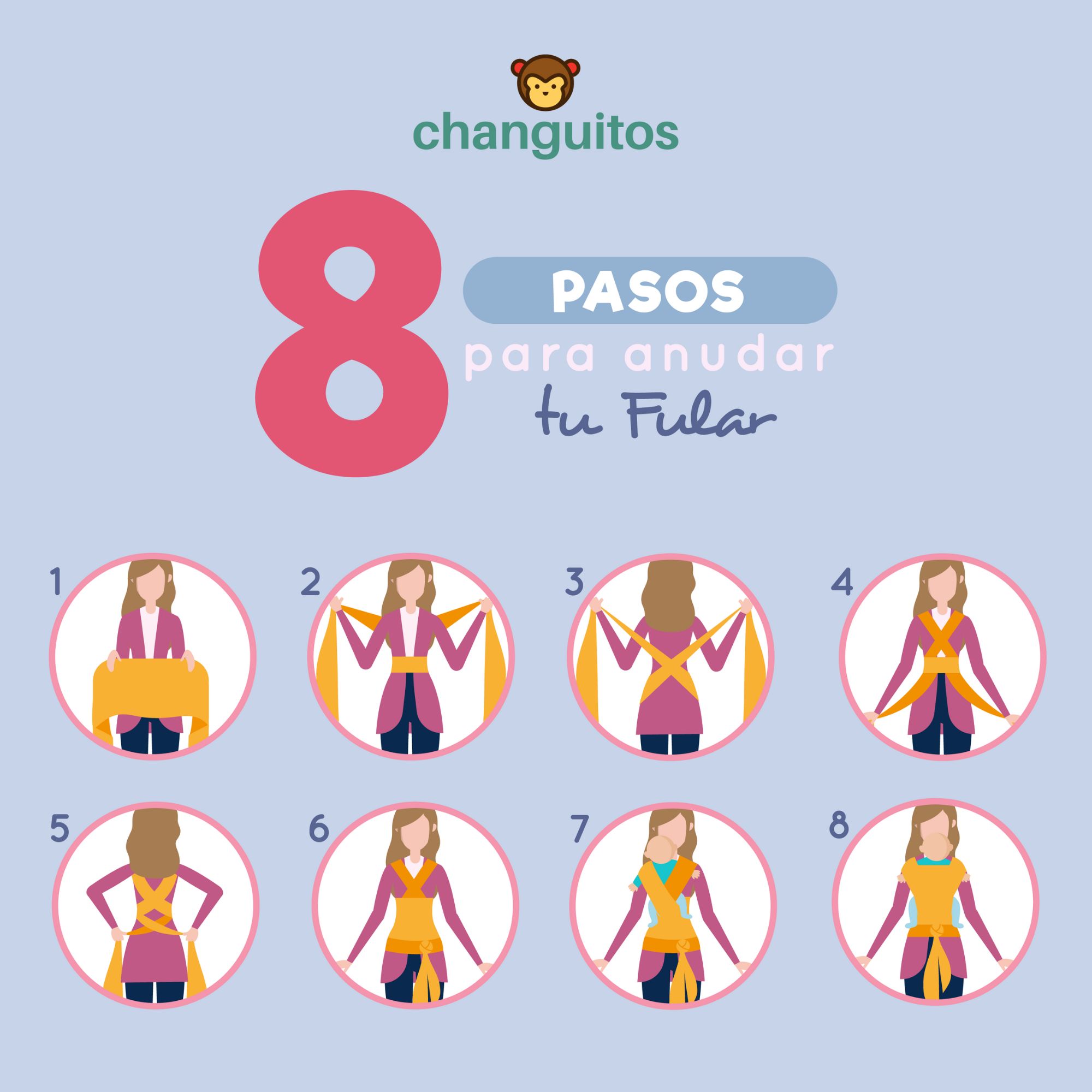 Rebozo Fular Semielástico Changuitos Portabebé 10 Colores Color Palo de Rosa