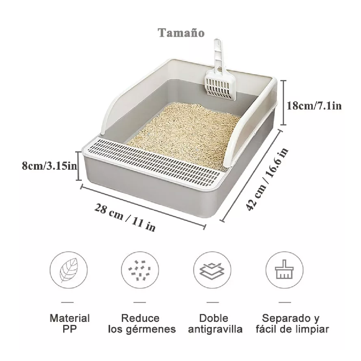 Caja De Arenero Para Mascotas Y Gato Con Recogedor De Areno