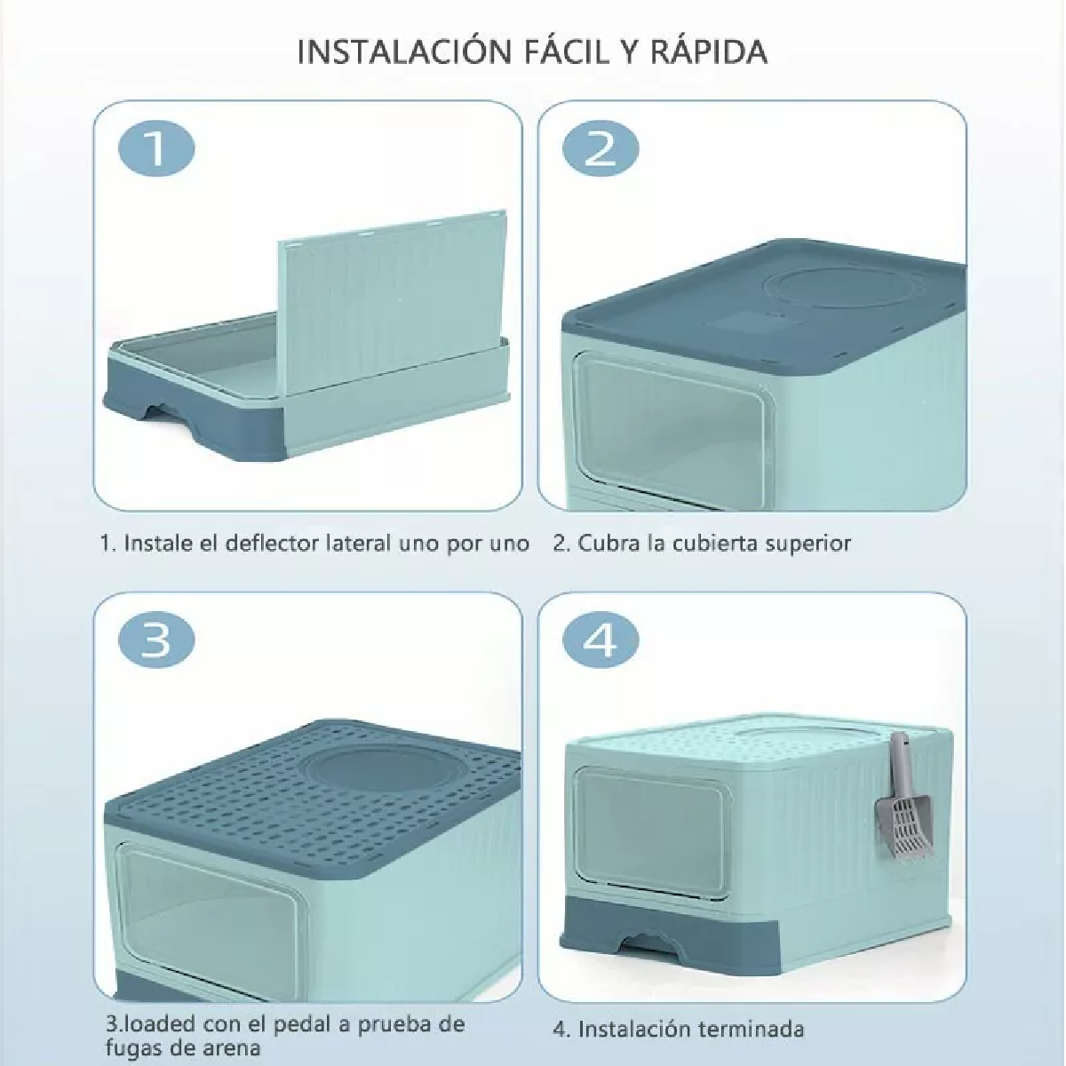 Caja De Arena Portátil Para Gatos Con Tapa Bandeja De Arena Verde
