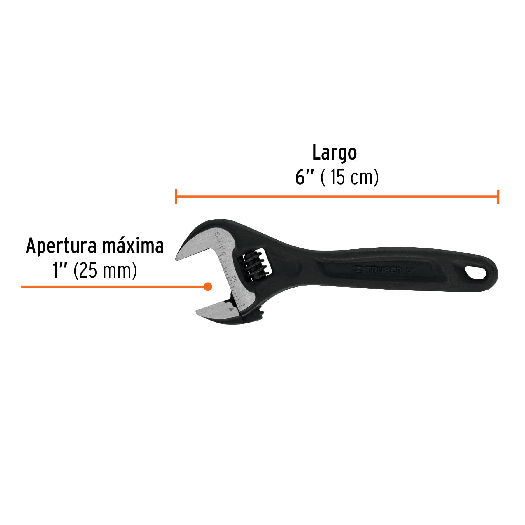 LLAVE AJUSTABLE (PERICO) 6" PROFESIONAL PAVONADA, TRUPER EXPERT 15500