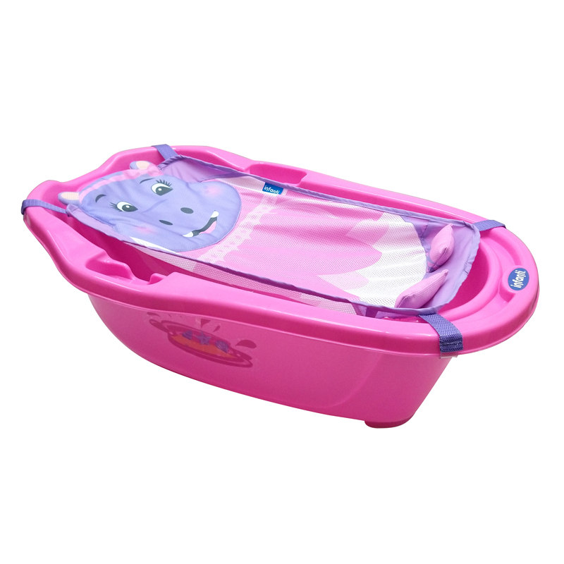 Tina Bañera para Bebe Infanti con Red Hipopotamo Rosa