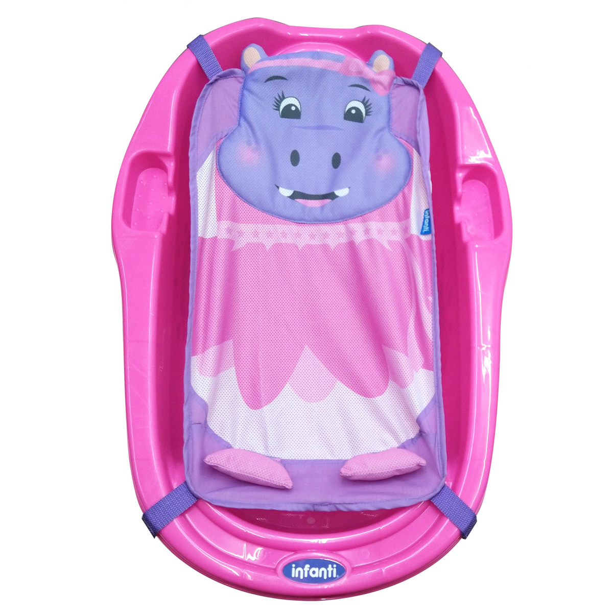 Tina Bañera para Bebe Infanti con Red Hipopotamo Rosa
