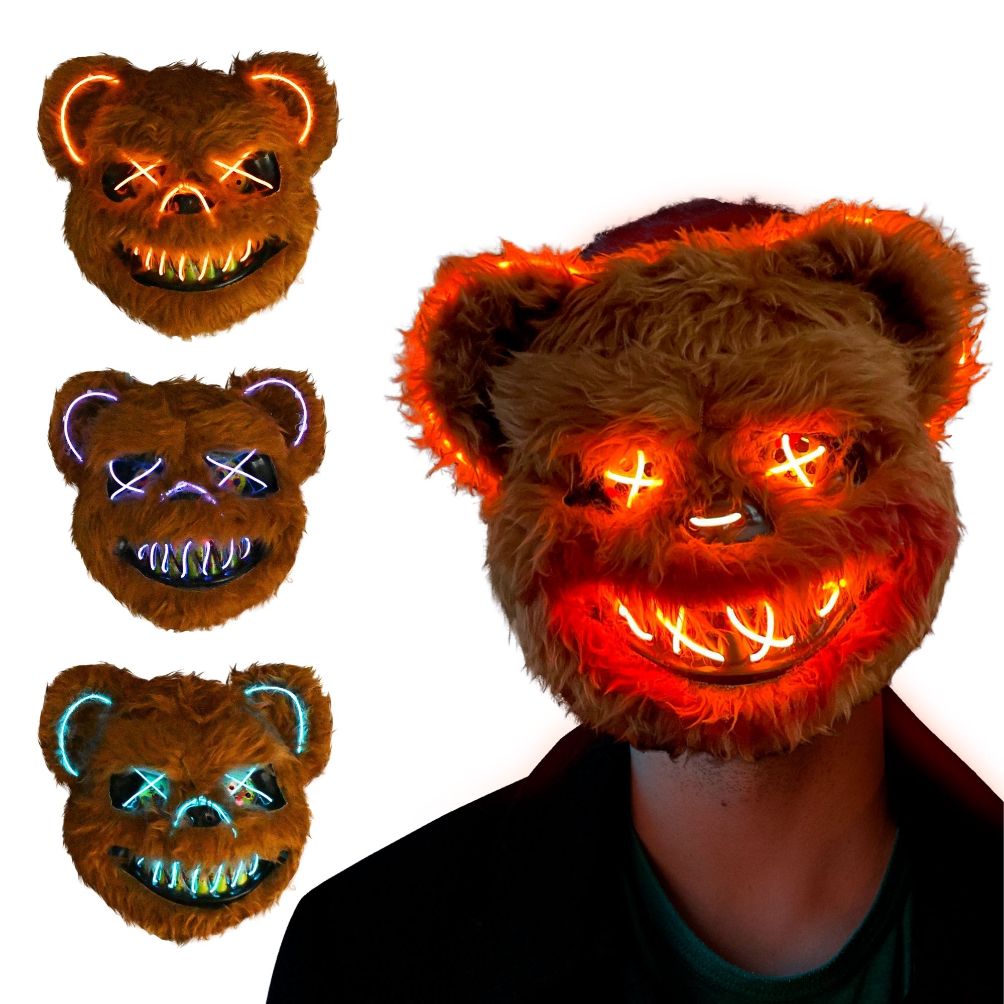 Paquete Mascara Led Oso Sangriento Halloween 2 piezas