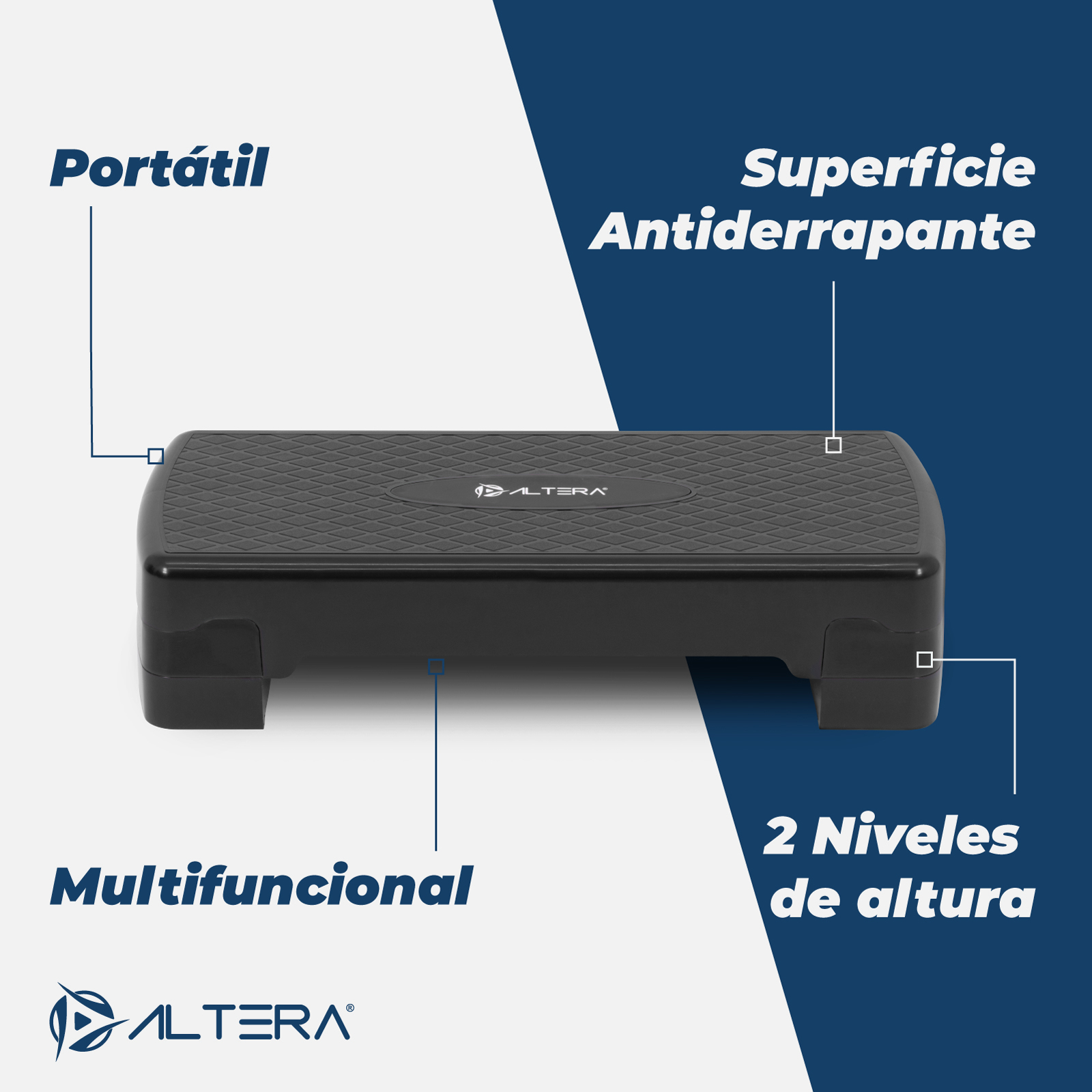  Banco de Ejercicio Step Aerobics Altera con 2 Elevadores Extraíbles Ajustables 