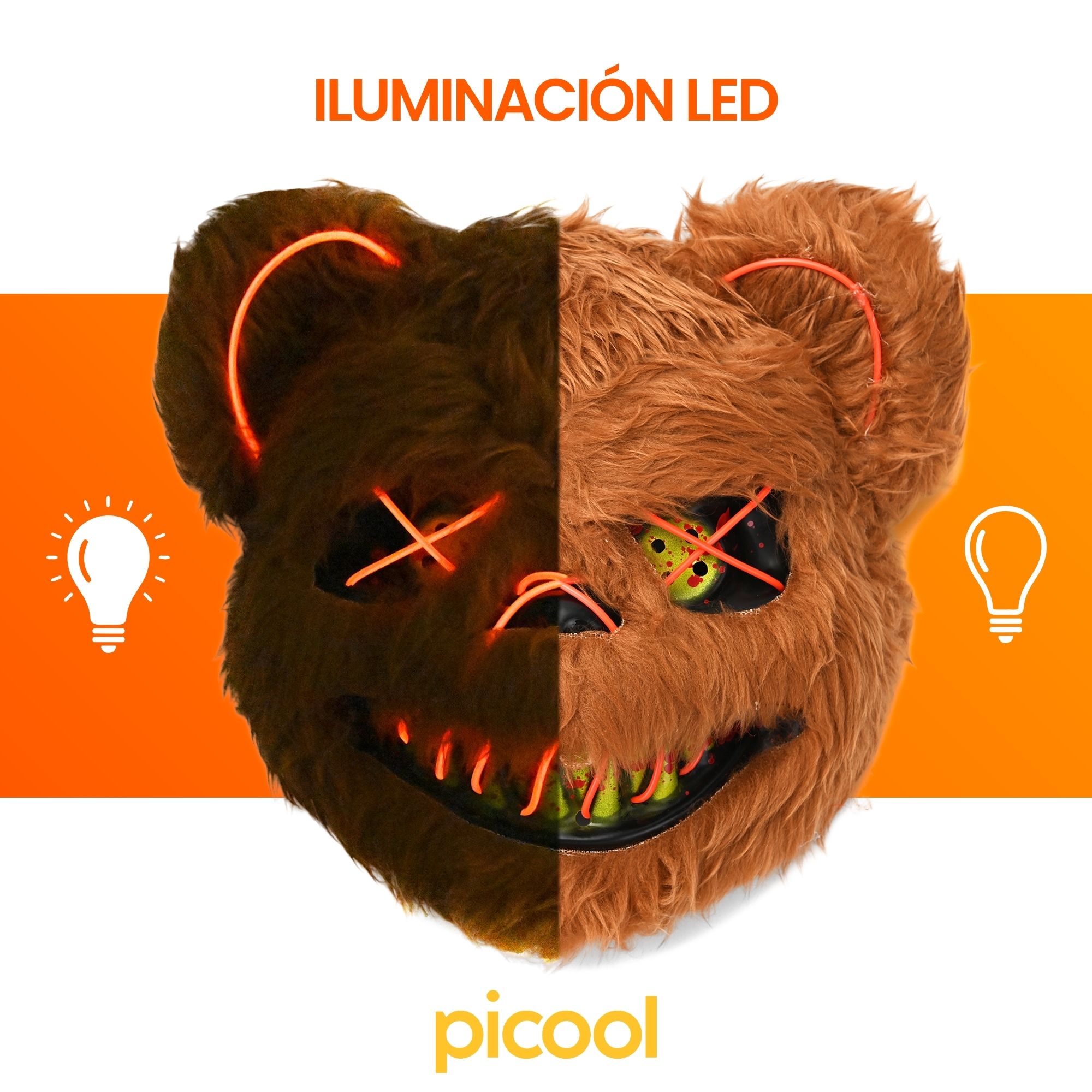 Paquete Mascara Led Oso Sangriento Halloween 2 piezas