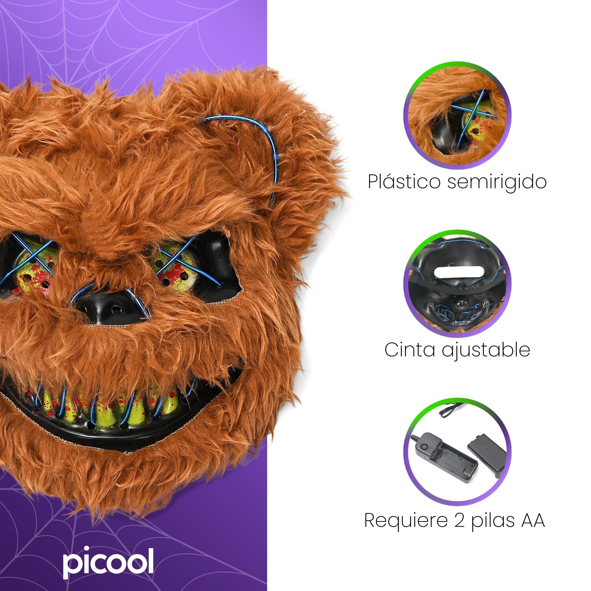 Paquete Mascara Led Oso Sangriento Halloween 2 piezas