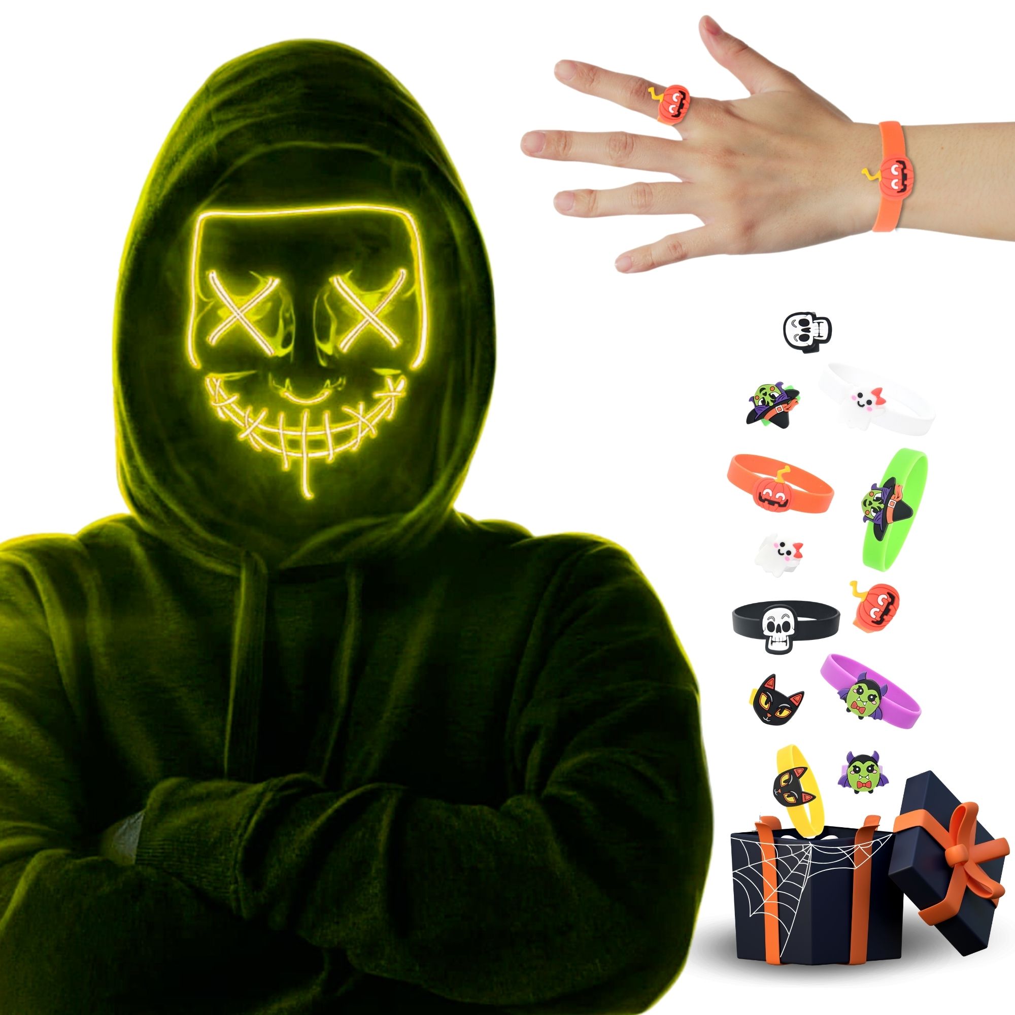 Paquete Mascara Luz Led La Purga Halloween 3 piezas