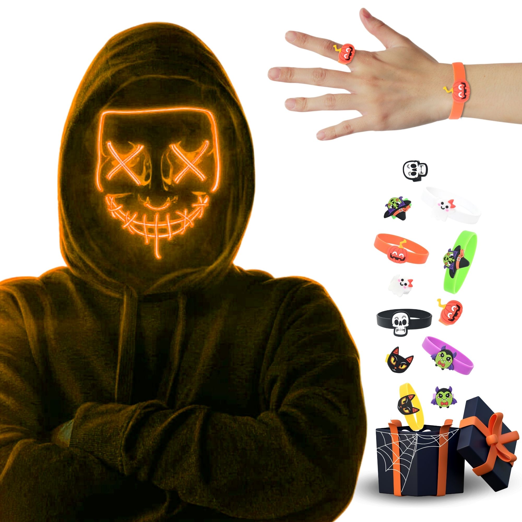 Paquete Mascara Luz Led La Purga Halloween 3 piezas