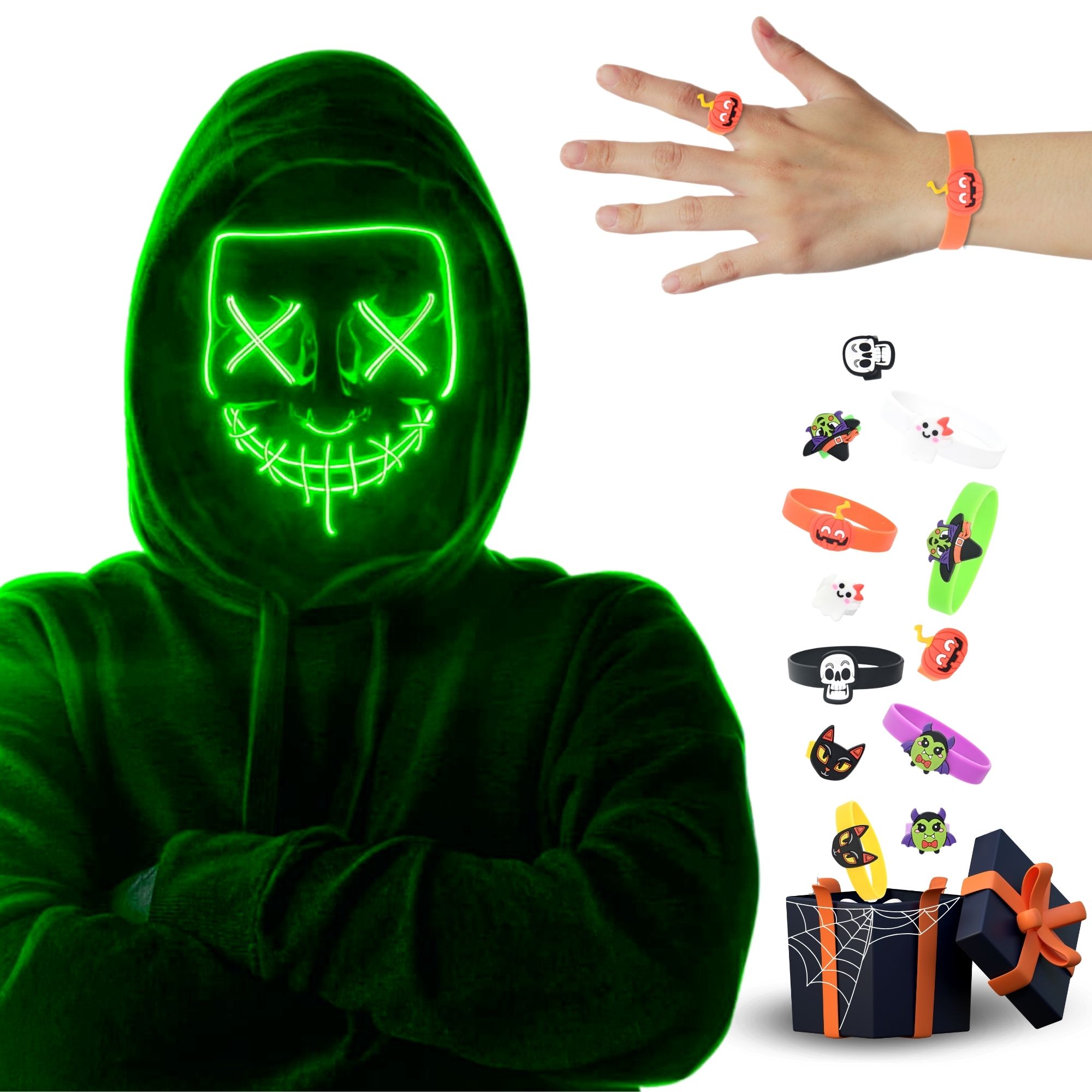 Paquete Mascara Luz Led La Purga Halloween 3 piezas