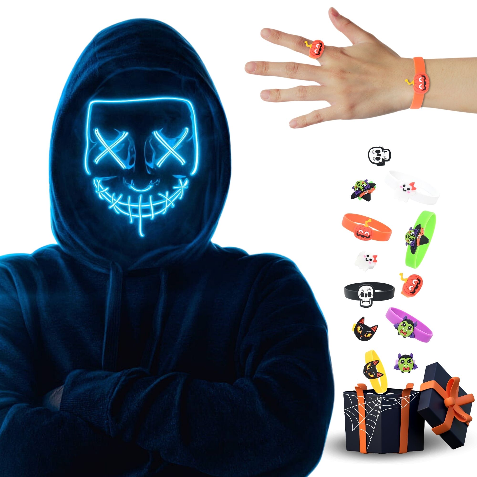 Paquete Mascara Luz Led La Purga Halloween 3 piezas