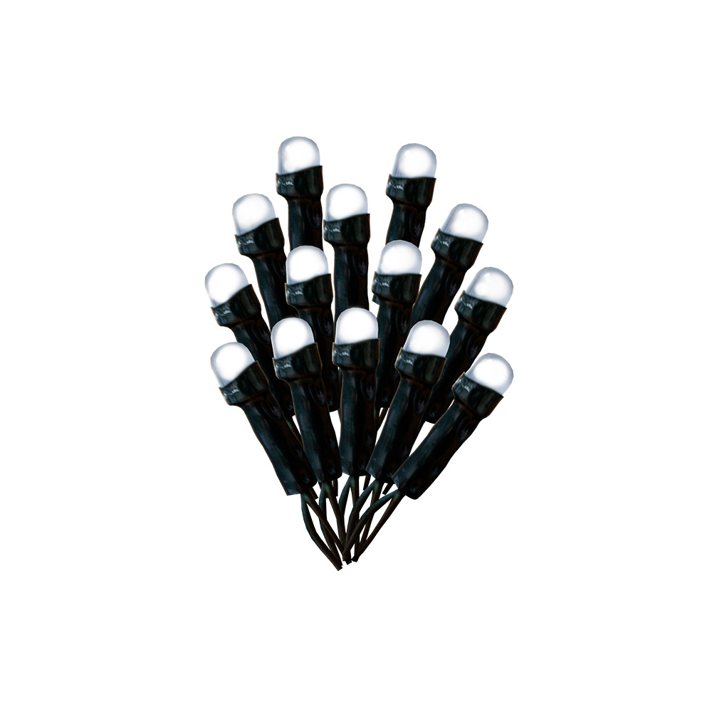 Serie Tira Navideña 100 Focos Luz Led Fría Blanca 5 mts Recubrimiento Verde Navicolors