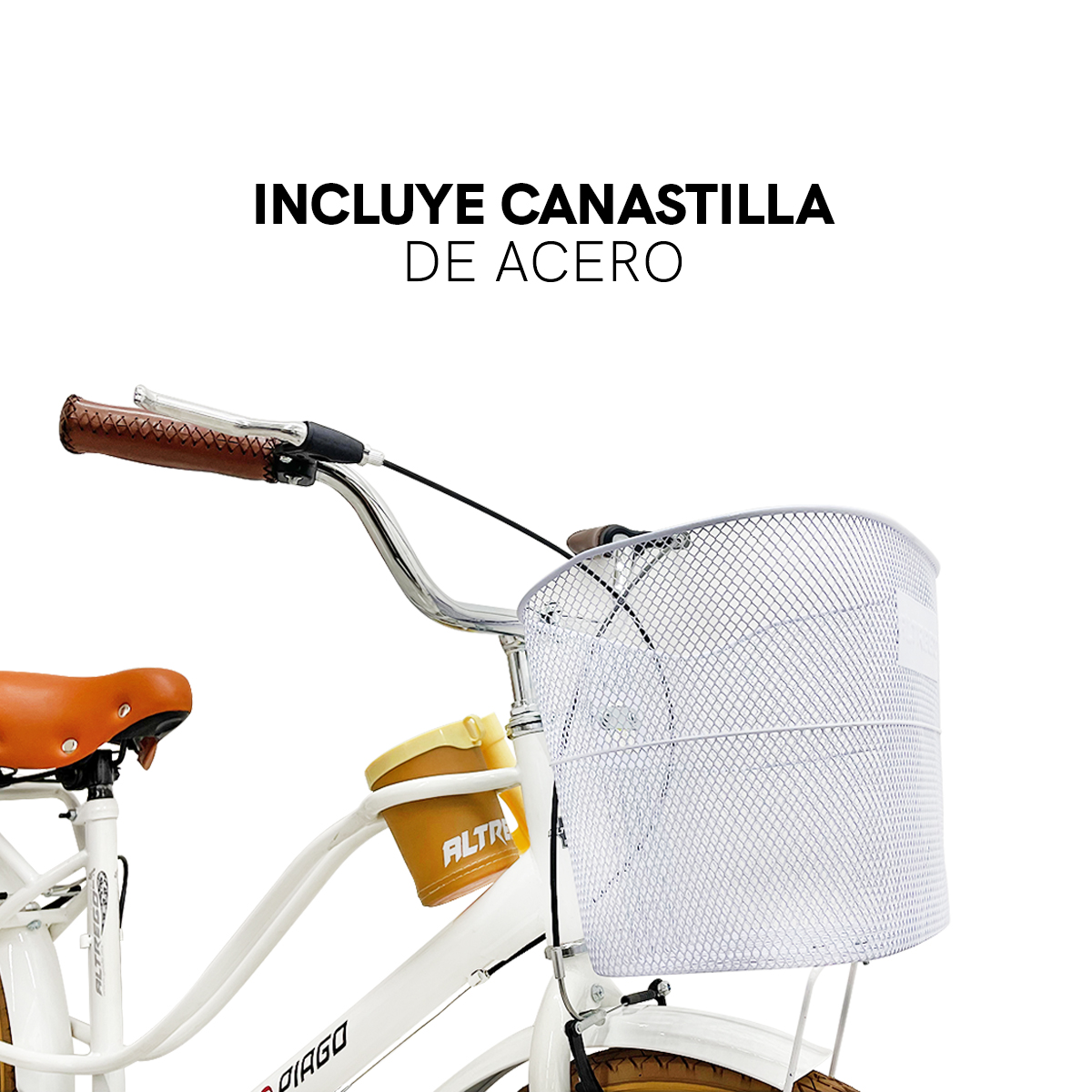 Bicicleta R24 Urbana Cruisier Con Canastilla Y Parrilla Armonia Blanca 