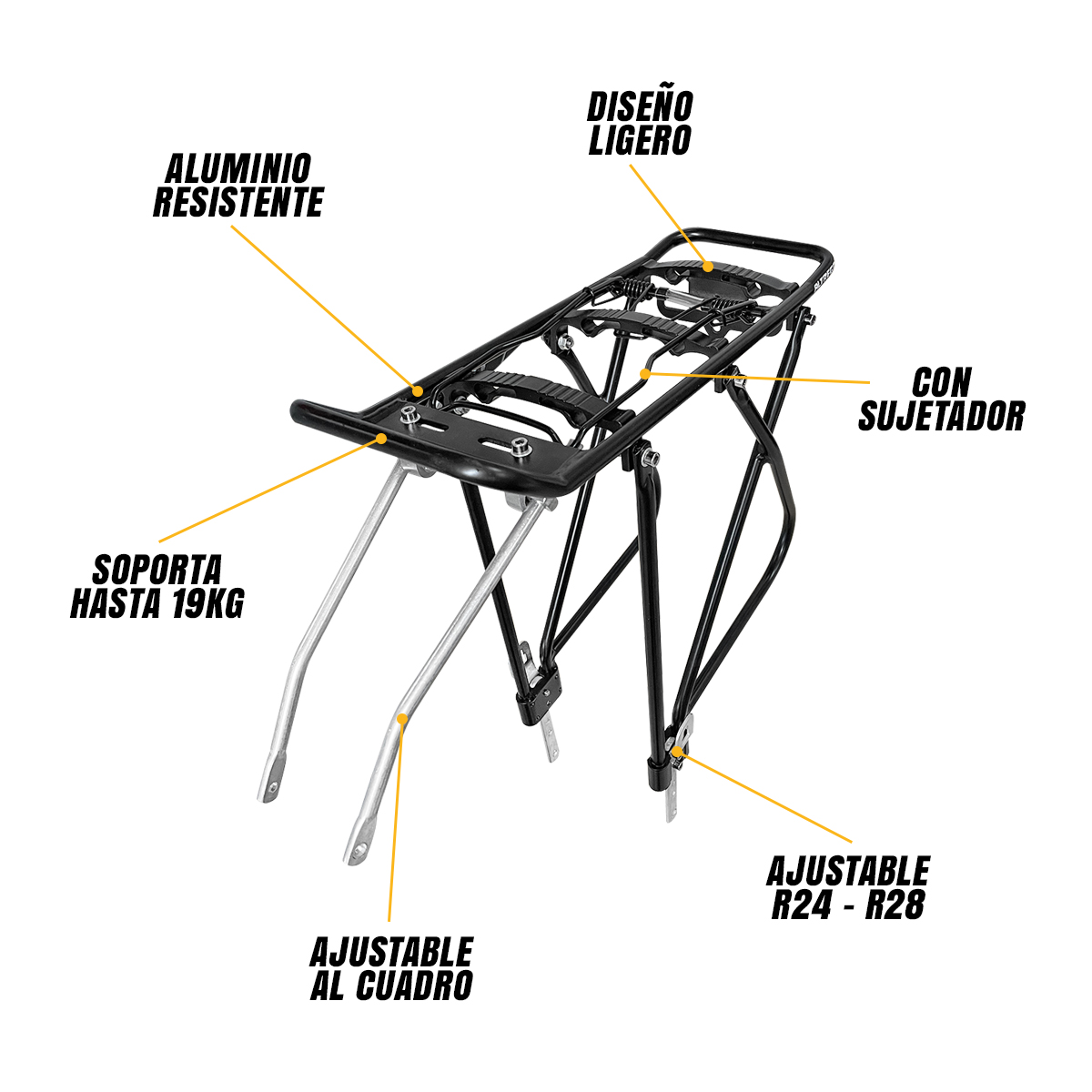 Parrilla Porta Bultos Trasera Bicicleta Varilla Aluminio R24-R28