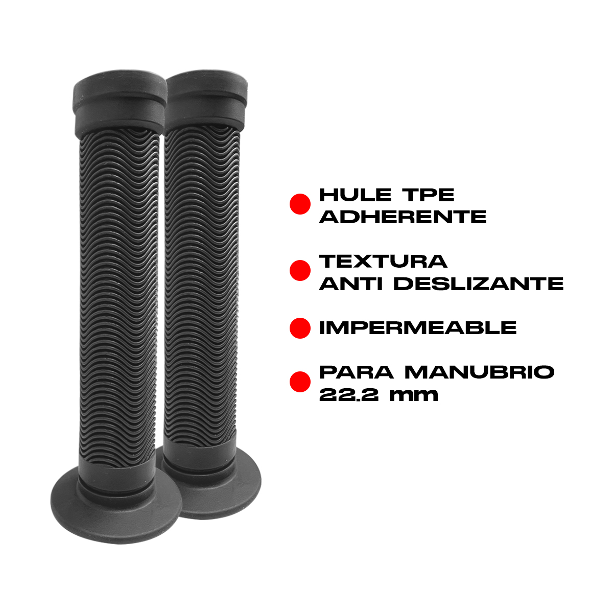 Puños Bicicleta Bmx Tpe Anti Deslizantes 22.2mm Bunnyhop Negros 