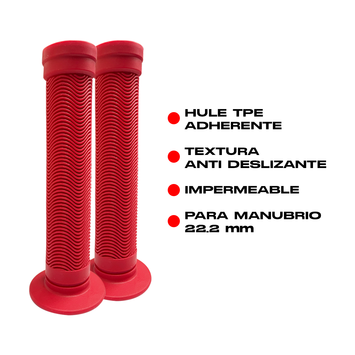 Puños Bicicleta Bmx Tpe Anti Deslizantes 22.2mm Bunnyhop Rojo