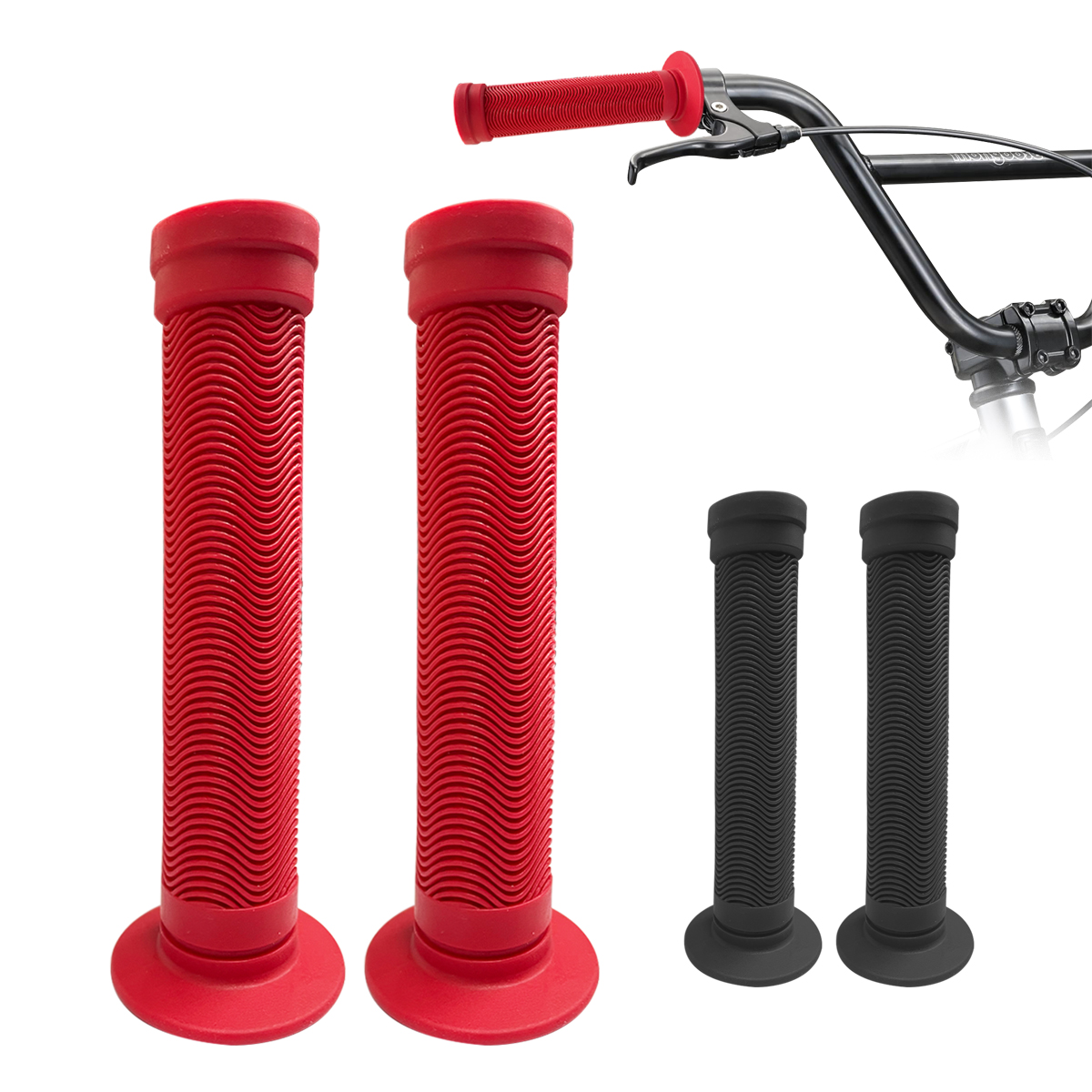 Puños Bicicleta Bmx Tpe Anti Deslizantes 22.2mm Bunnyhop Rojo