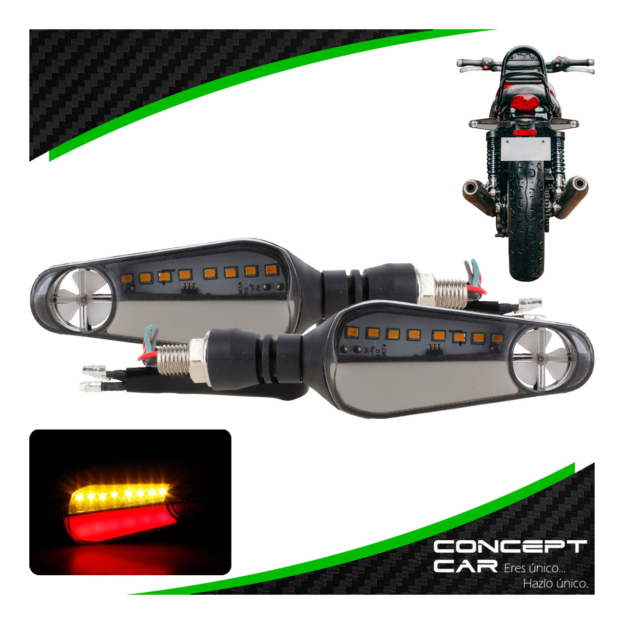 Par Direccionales Moto Universal Led Gel Bicolor Rehilete