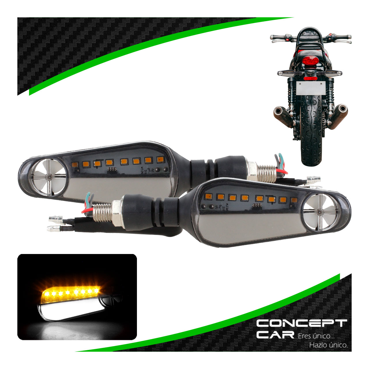 Par Direccionales Moto Universal Led Gel Bicolor Rehilete
