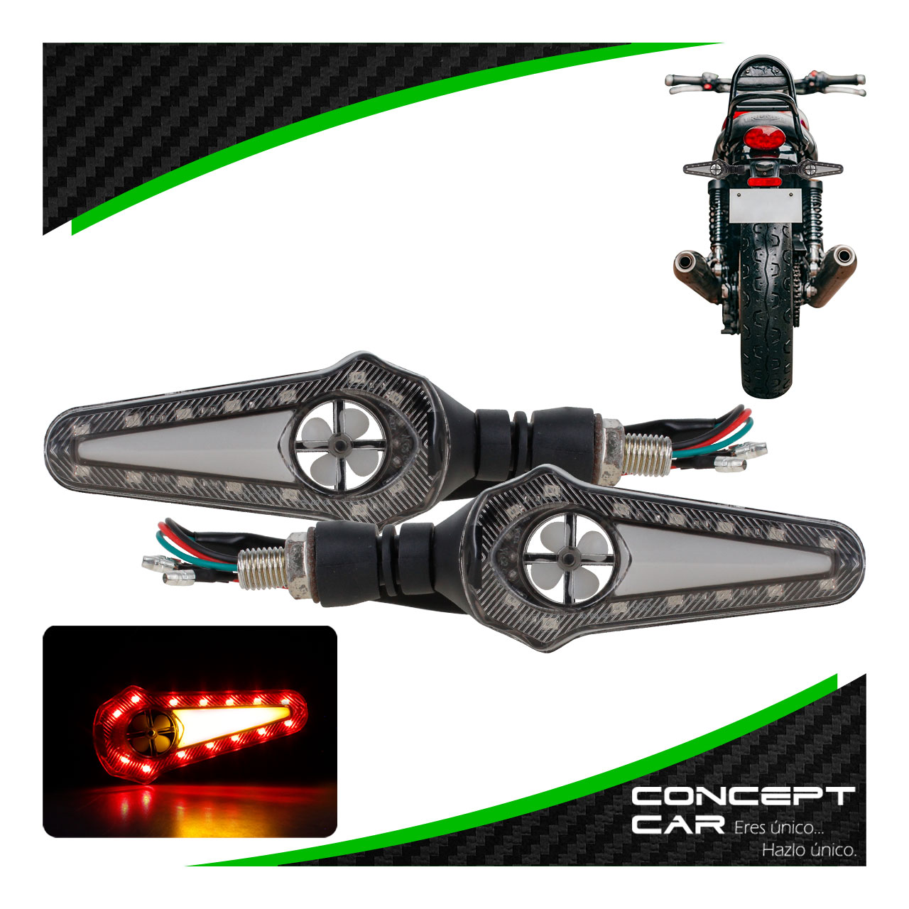 Par Direccionales Moto Universal Led Gel Bicolor Rehilete