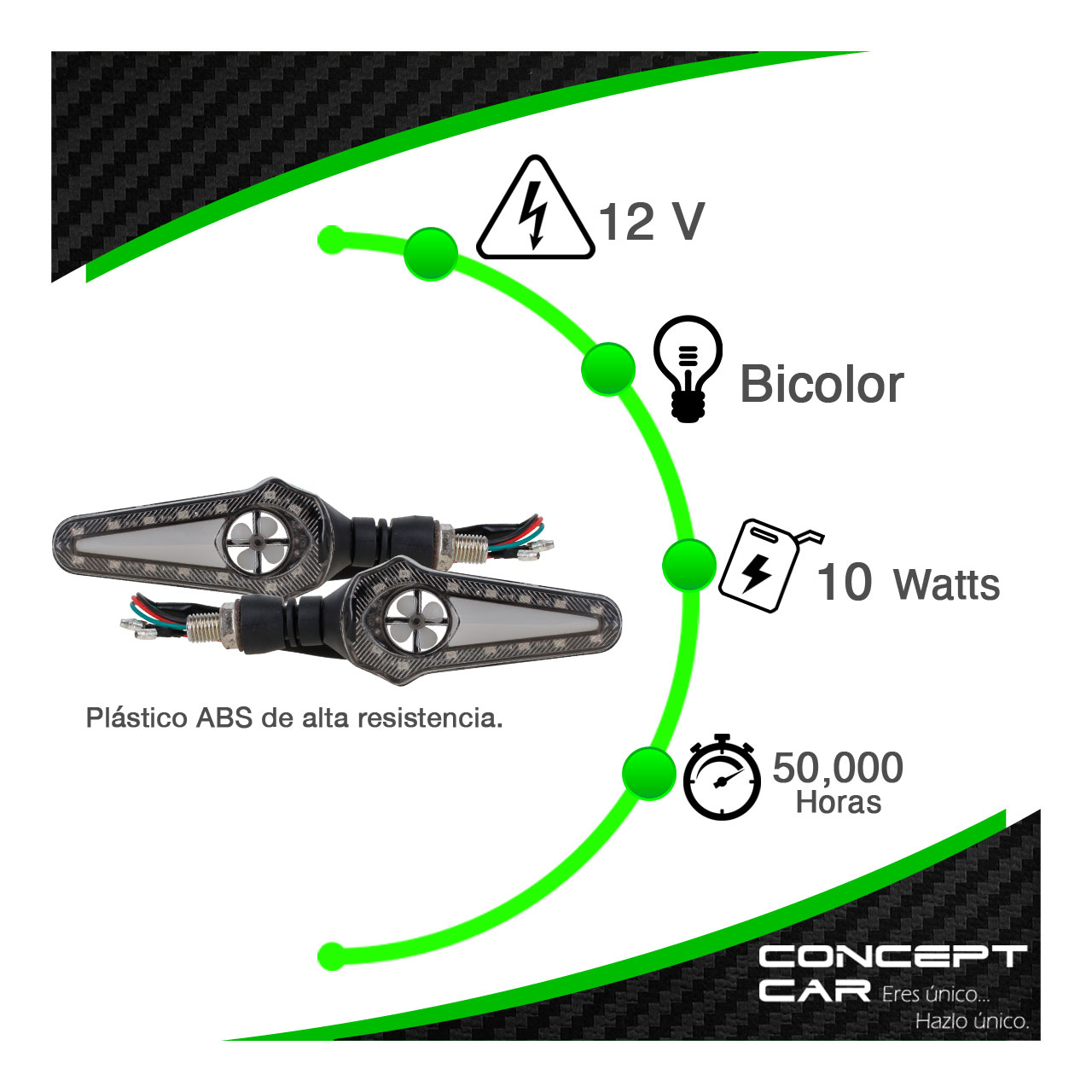 Par Direccionales Moto Universal Led Gel Bicolor Rehilete