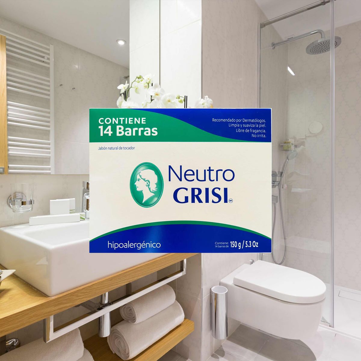 Jabón Neutro Grisi 676318 14 pzas de 150 gramos