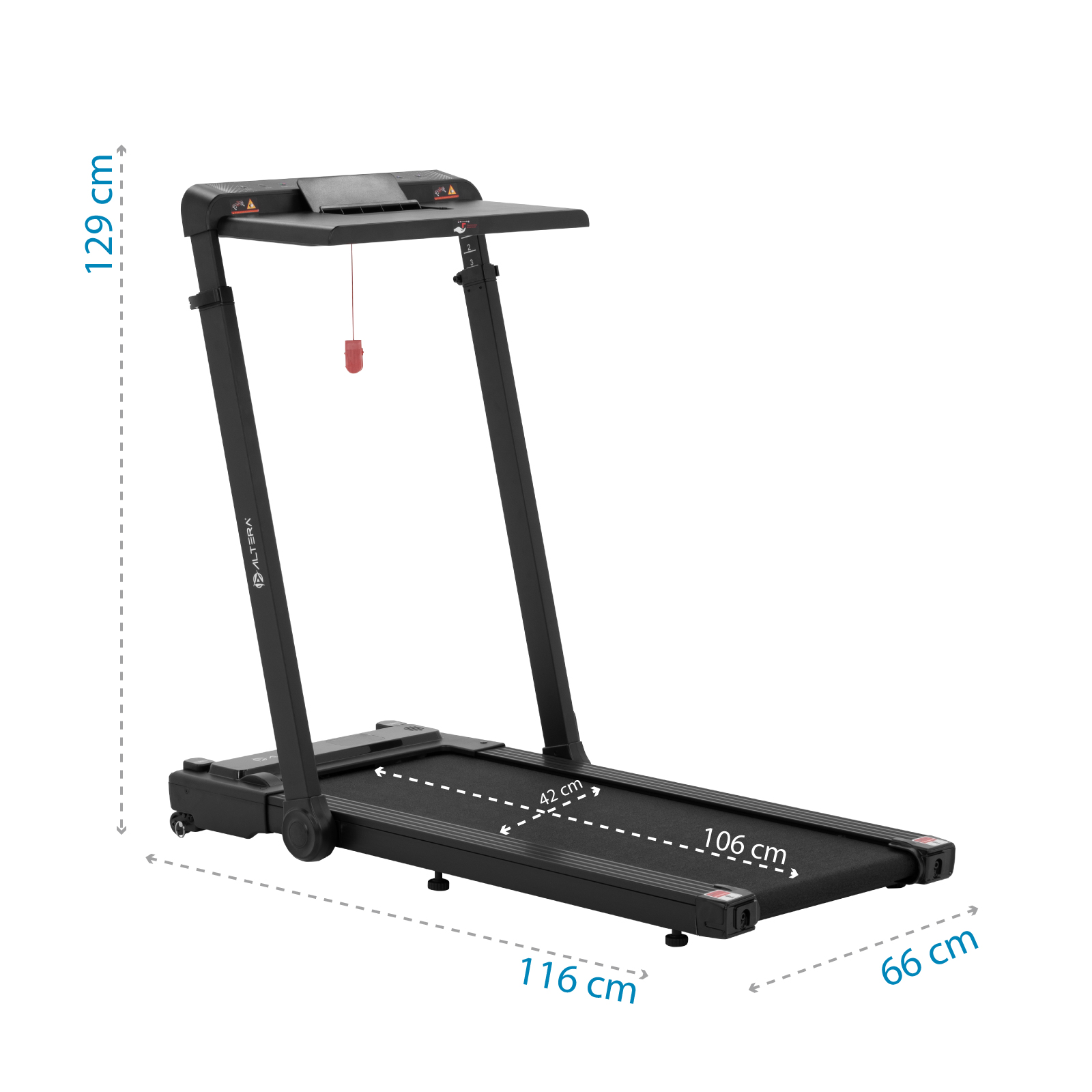 Caminadora Eléctrica Altera Velocidad 12 km/h 2 HP Bocinas Bluetooth 4 Niveles de Altura Control Fit Watch