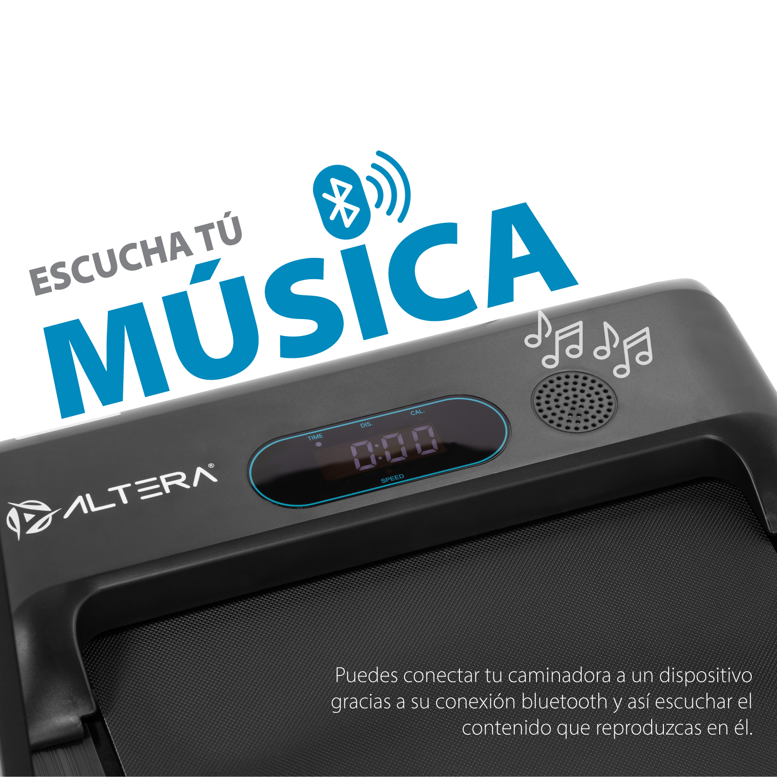 Caminadora Eléctrica Altera 1.5 HP Velocidad 1 a 6 KM/H Reloj Control Fit Watch Bluetooth Fitness