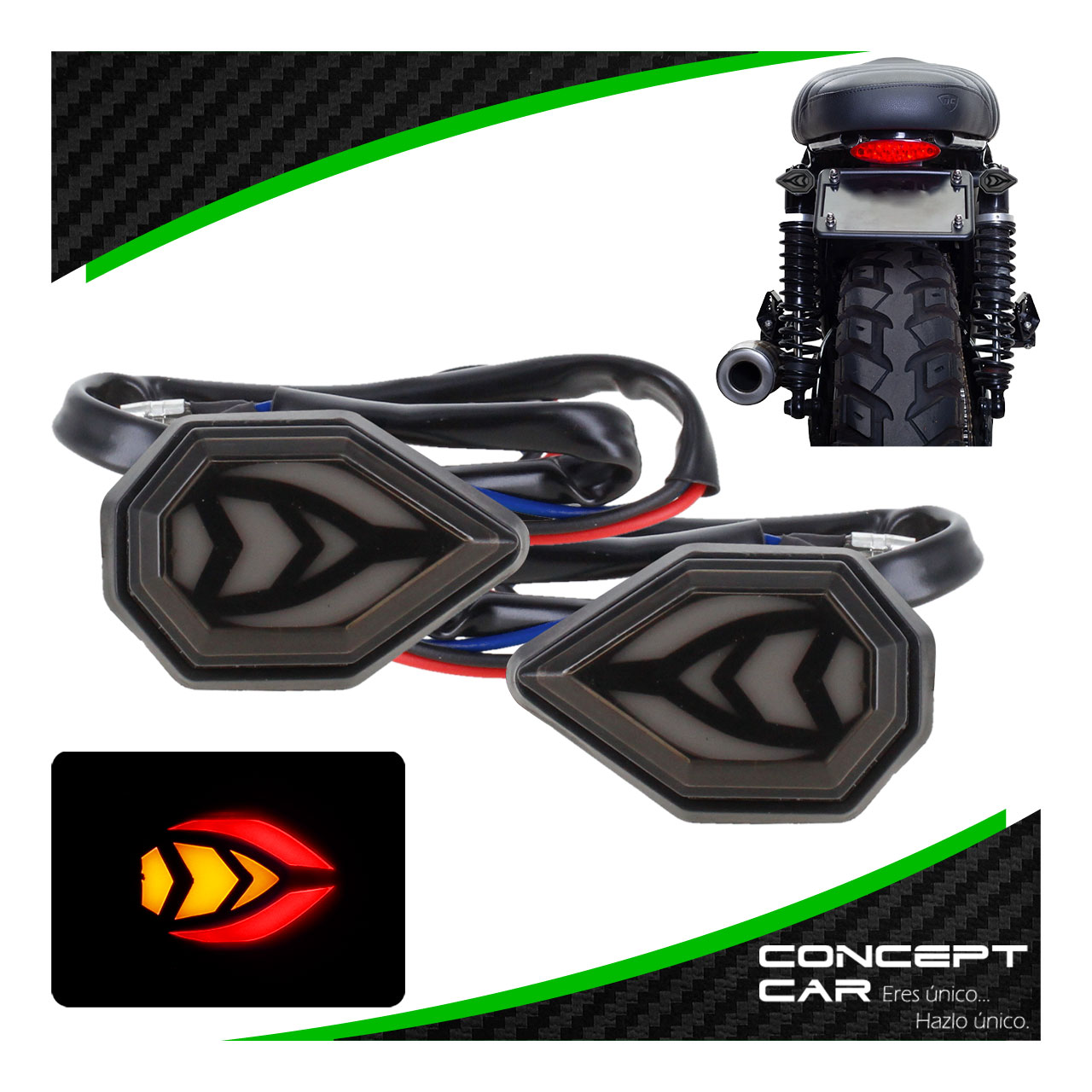 Par Direccionales Mini Para Moto Universal Gel Bicolor