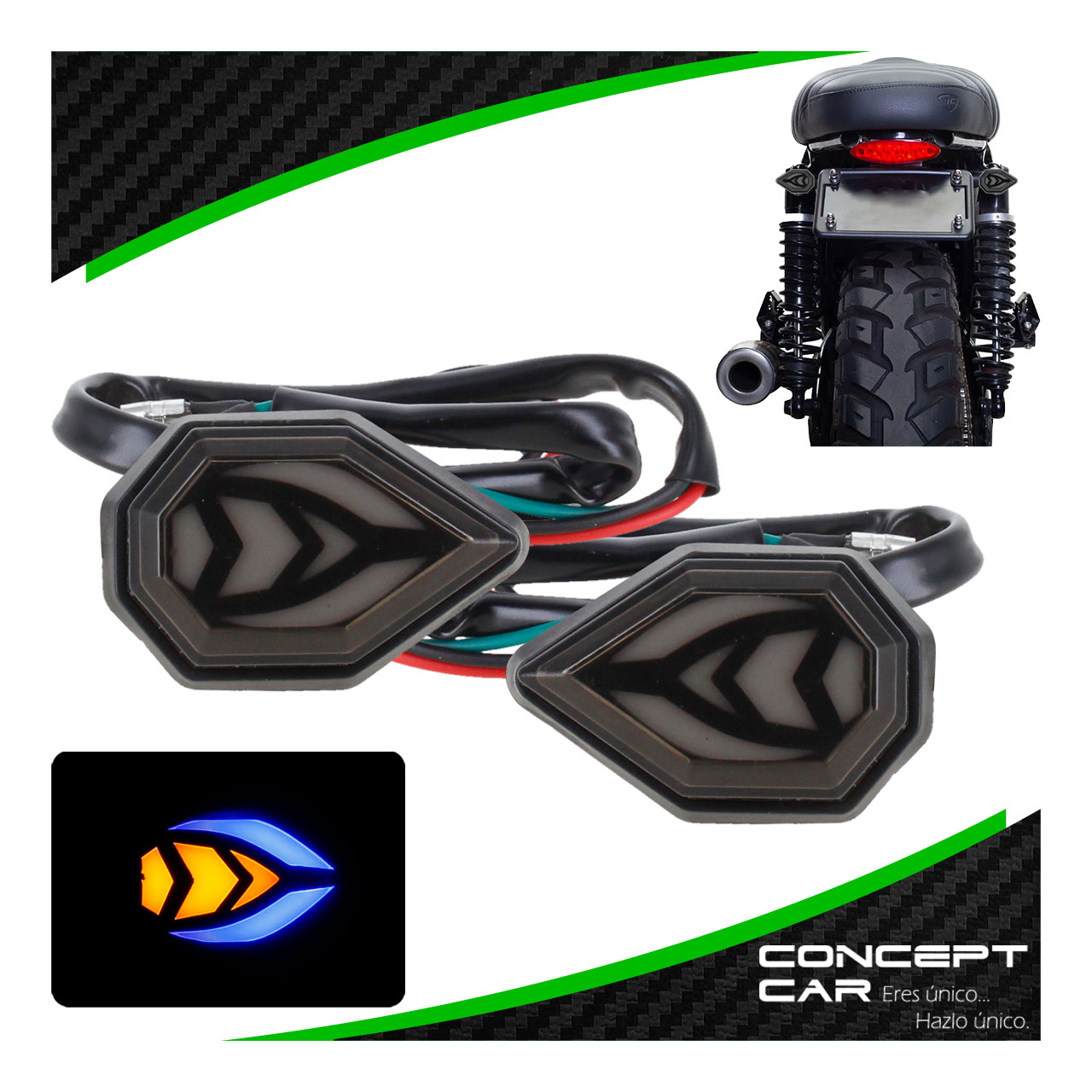 Par Direccionales Mini Para Moto Universal Gel Bicolor