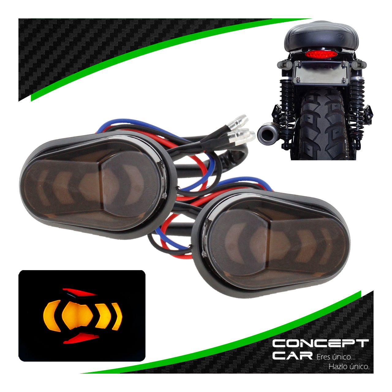 Par Direccionales Mini Para Moto Universal Gel Bicolor