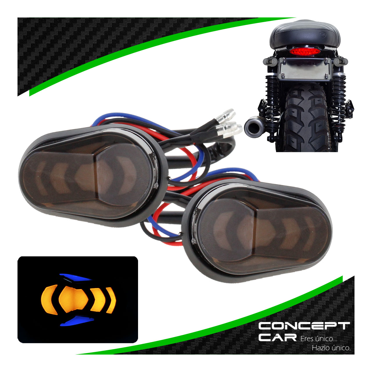 Par Direccionales Mini Para Moto Universal Gel Bicolor