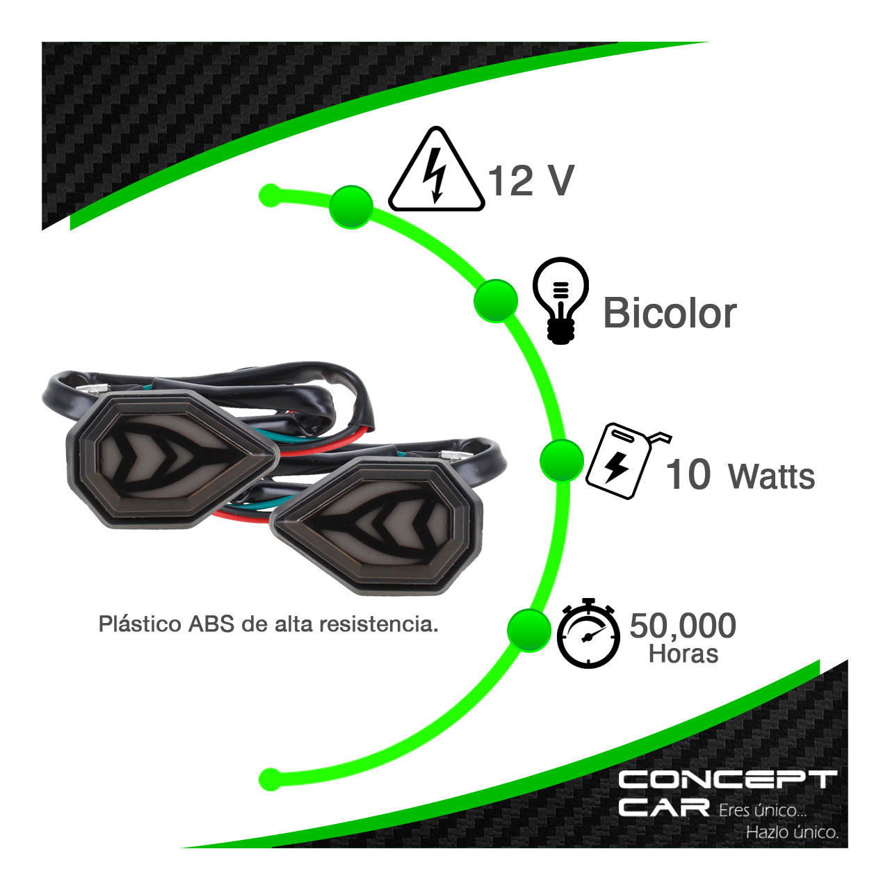 Par Direccionales Mini Para Moto Universal Gel Bicolor