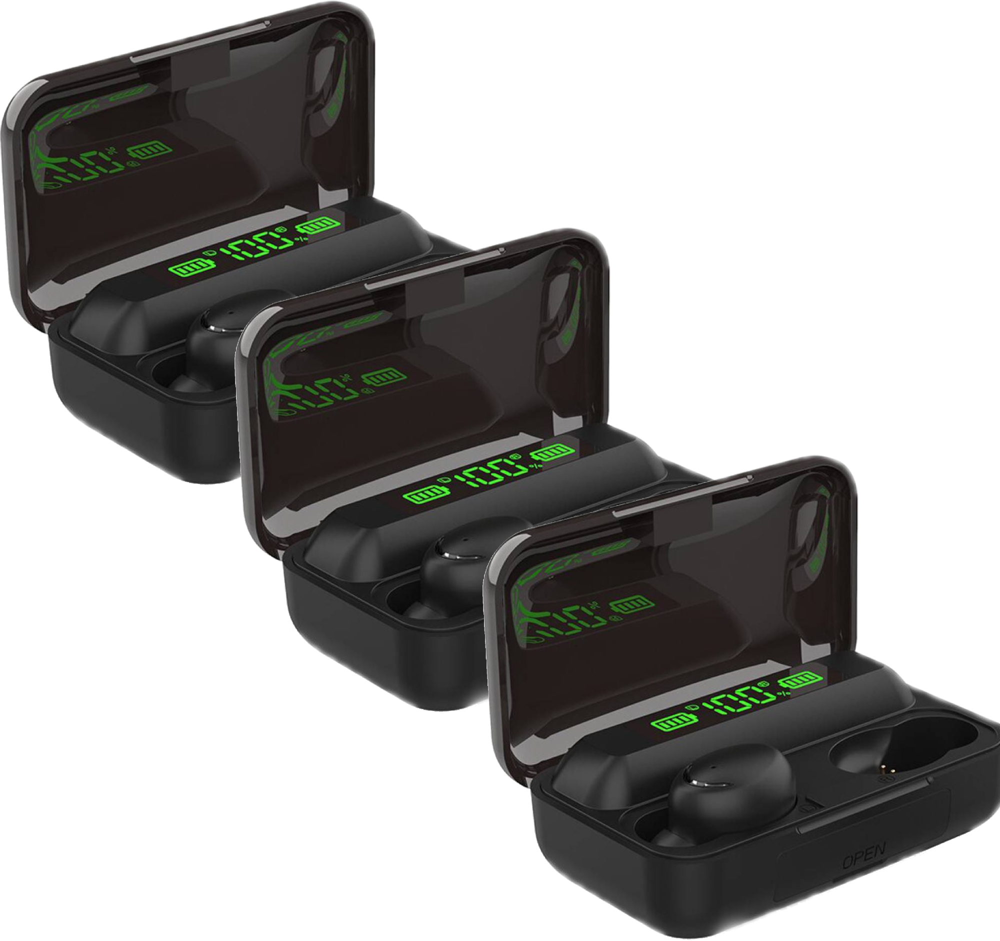 3 Audífonos In-ear F9-5 Inalámbricos Bluetooth Mayoreo Llamadas Negro