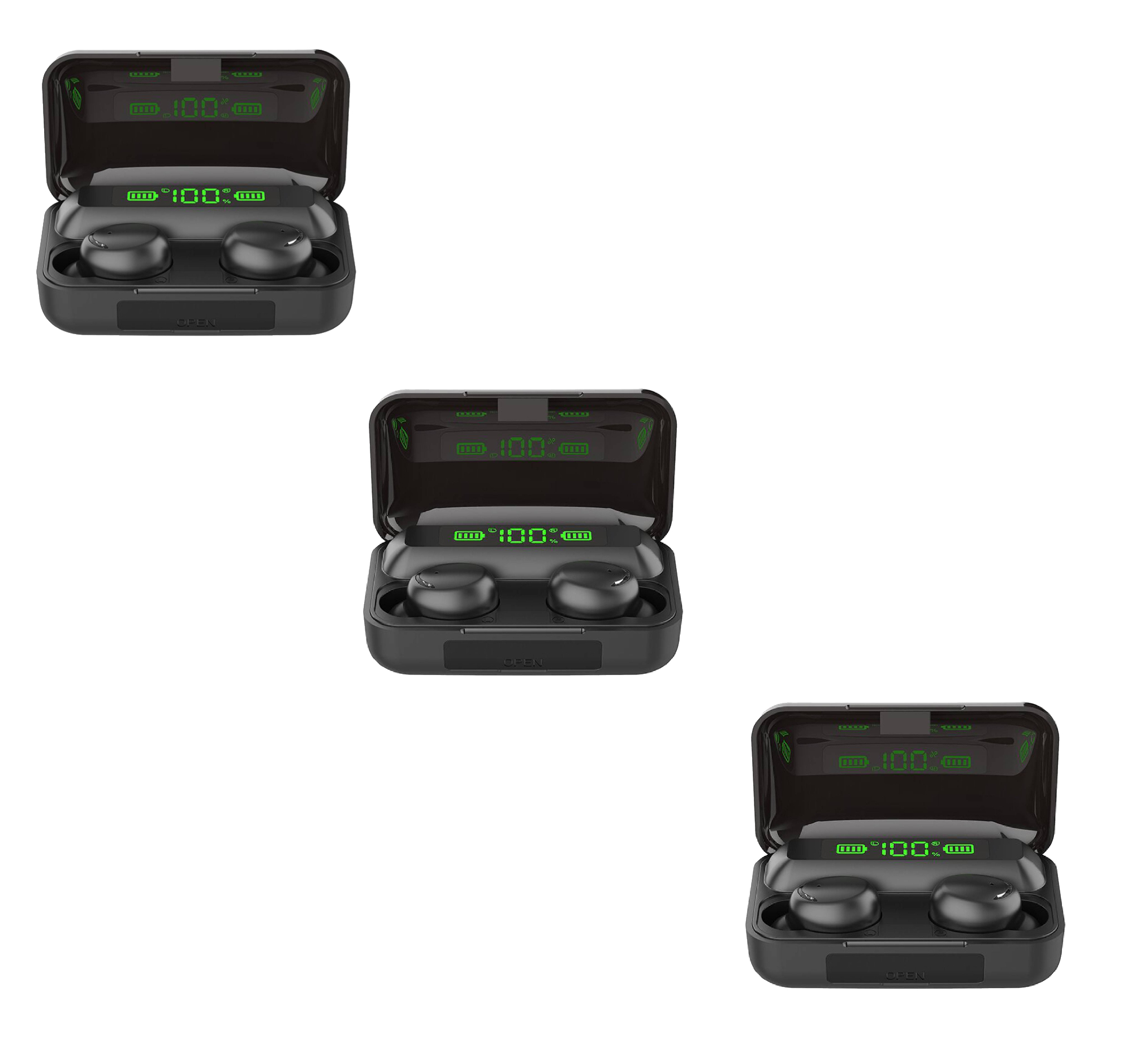 3 Audífonos In-ear F9-5 Inalámbricos Bluetooth Mayoreo Llamadas Negro