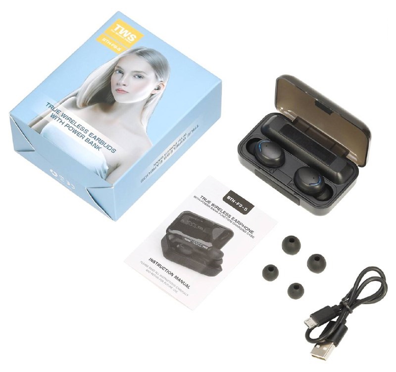 3 Audífonos In-ear F9-5 Inalámbricos Bluetooth Mayoreo Llamadas Negro