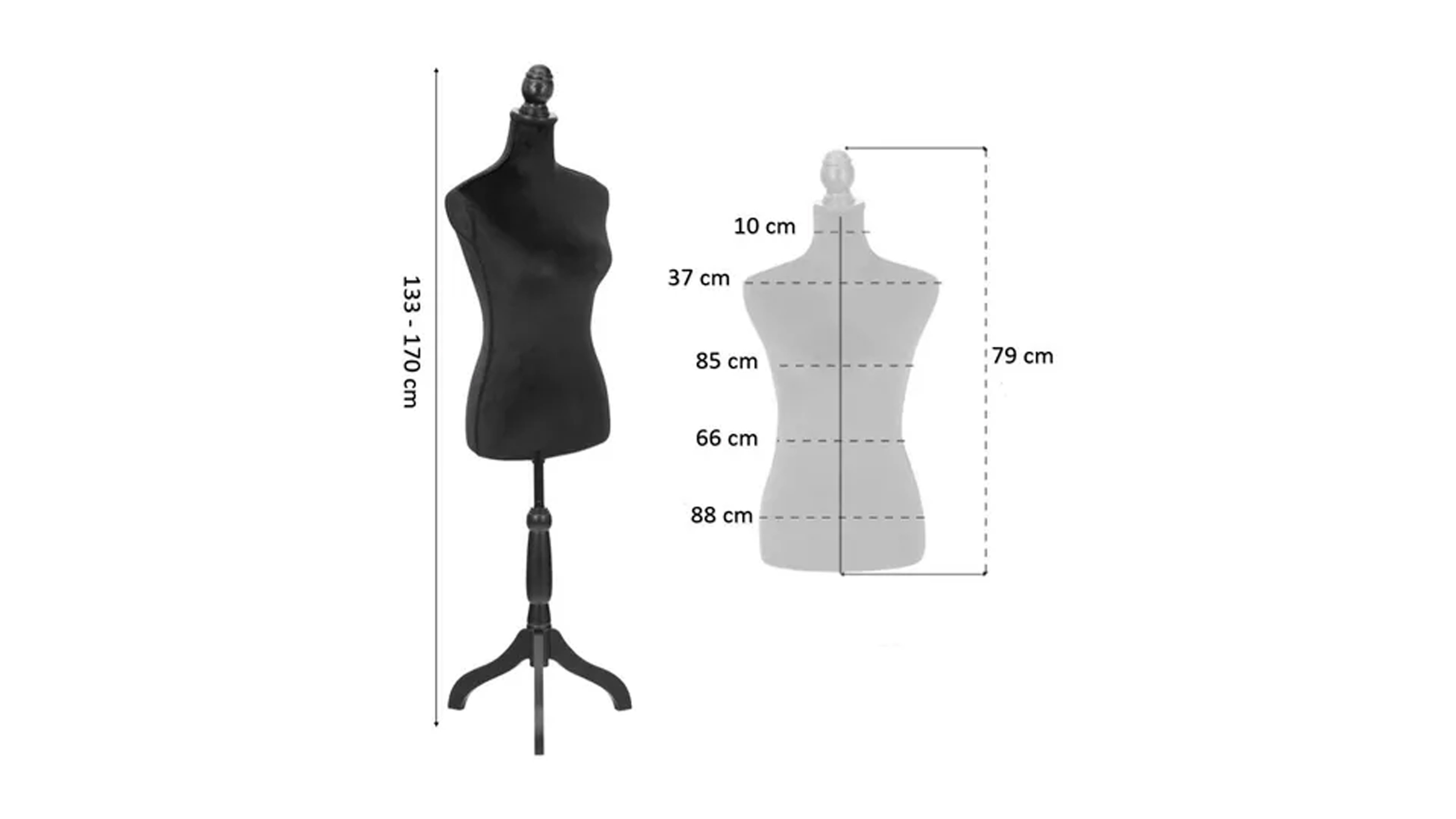 Maniqui Modista Costura Femenino Torso Ajustable Negro Maniquie 