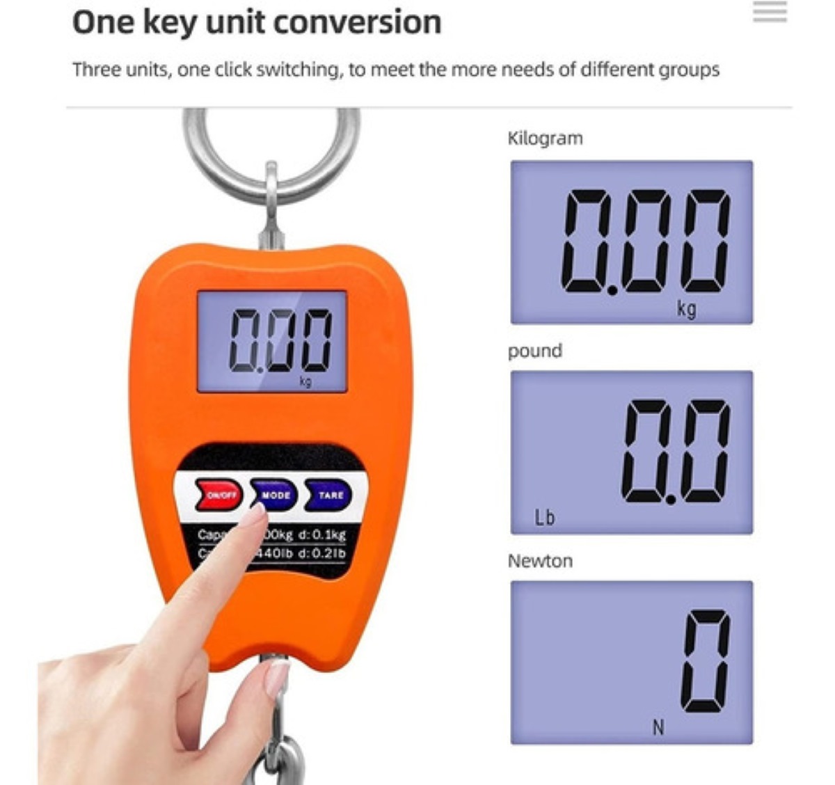 Báscula Industrial Digital Colgante 200kg Naranja 