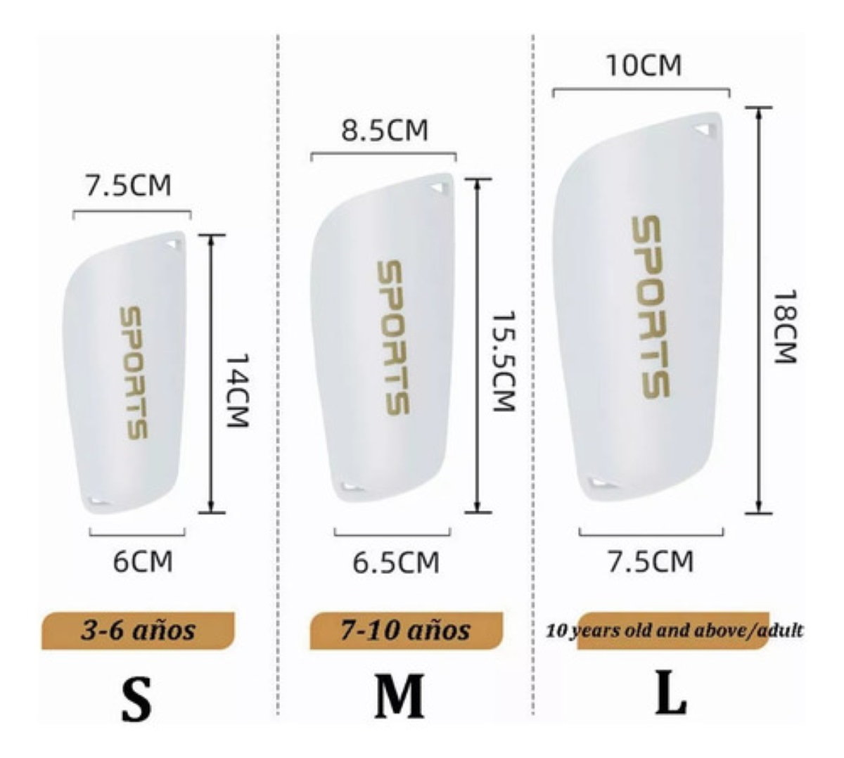 Espinilleras Fútbol Para Joven Y Adulto Blanco talla M