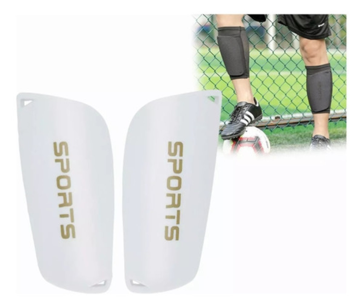 Espinilleras Fútbol Para Joven Y Adulto Blanco talla M