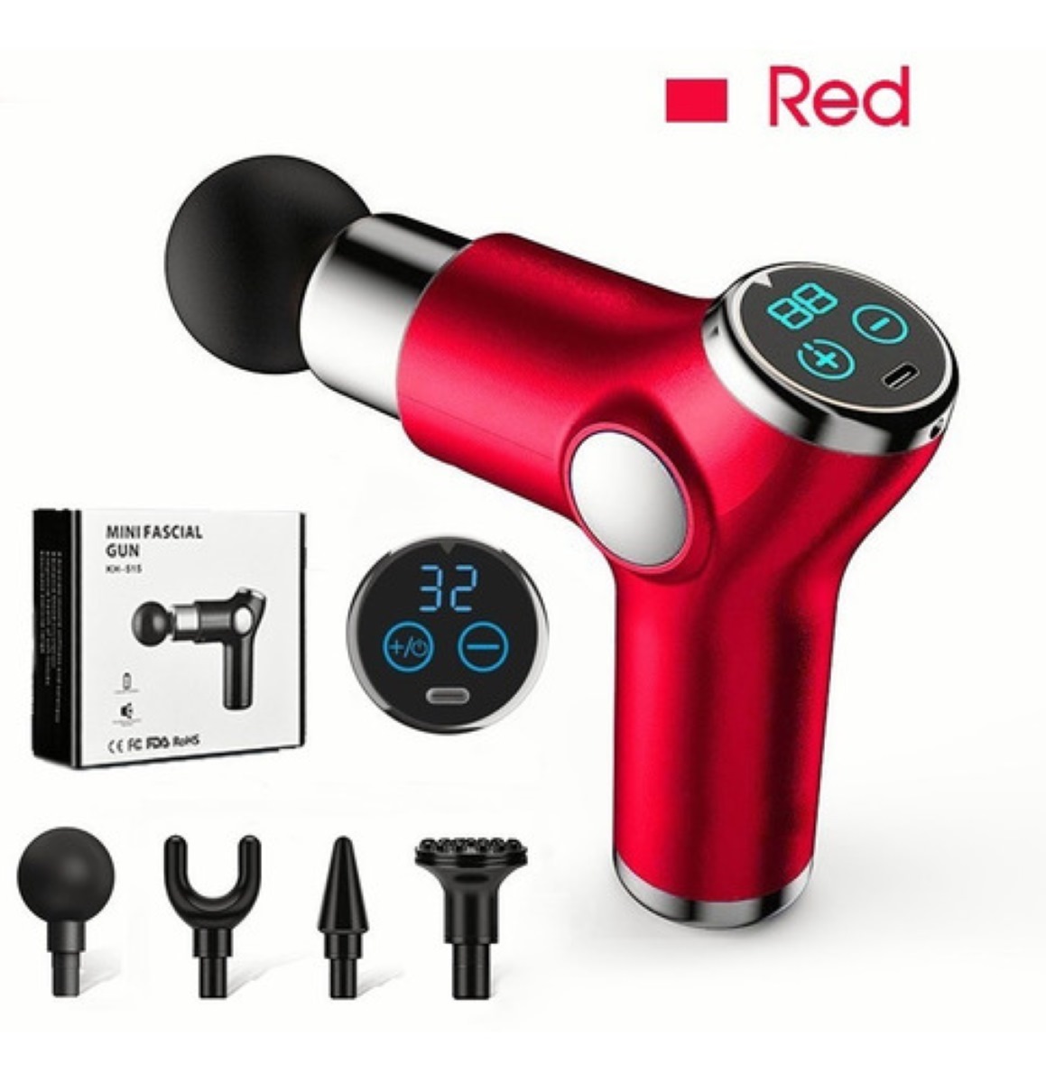 Mini Pistola De Masaje Muscular Ajustable De 6 Velocidades Rojo