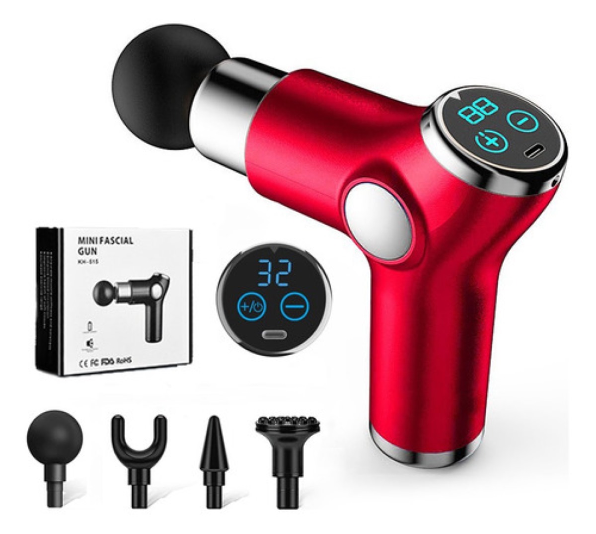 Mini Pistola De Masaje Muscular Ajustable De 6 Velocidades Rojo